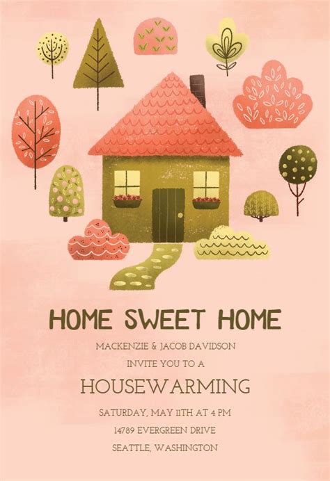 Cozy Pink Housewarming Invitation Template Greetings Island