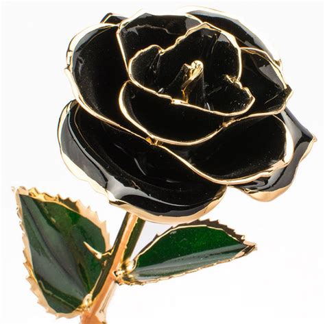 24k Gold Dipped Preserved Rose Flower Black Rose Engagements Etsy