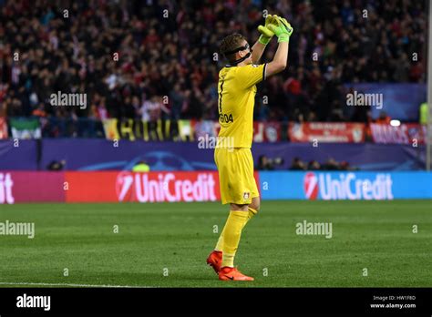 Madrid Spain 15th Mar 2017 Bernd Leno Of Bayern Leverkusen Gestures