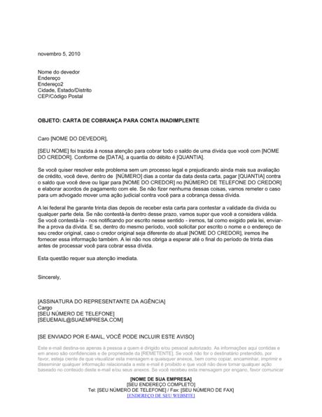 Carta De Cobrança Por Agencia De Cobrança Documentos E Formulários