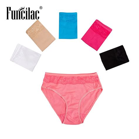 Funcilac Womens Underwear Plus Size Sexy Woman Panties Briefs Ladies Lace Knickers Patchwork