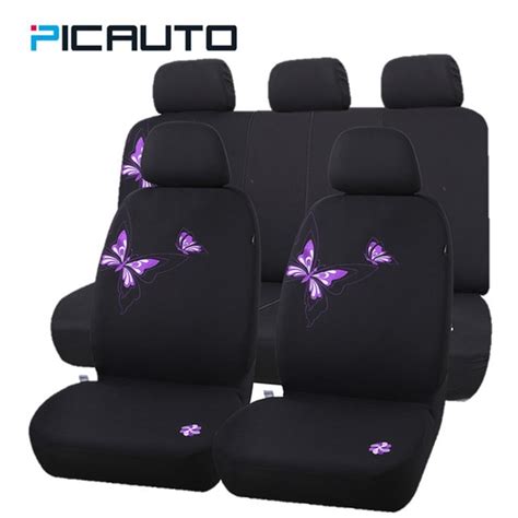 pic auto seat covers embroidery purple butterfly car styling full set for car auto truck van suv