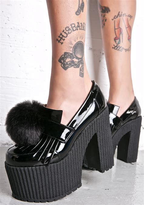 Black Puff Loafer Platform Heels Dolls Kill