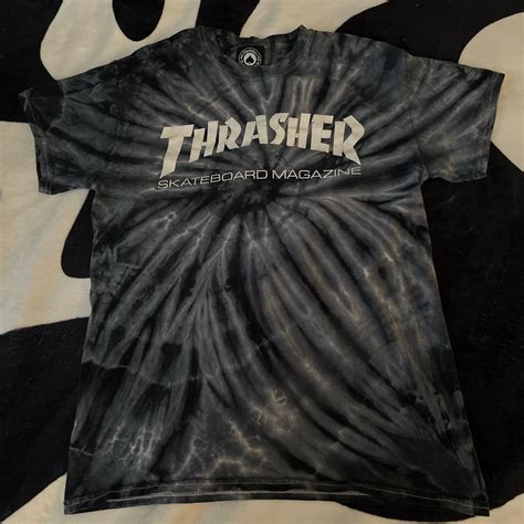 Small Black And Grey Tie Dyed Thrasher Mag Depop