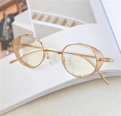 vintage metal steam punk glasses frame women round clear lens glasses frame fashion men modeling