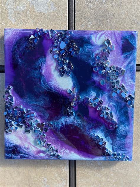 8 Purple Resin Wall Art Textured Abstract Art Epoxy Resin Etsy