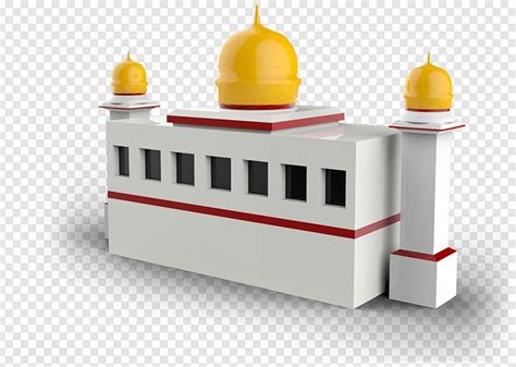 Gambar Masjid Putih Dalam Tampilan 3d Bangunan Memberikan Png Download