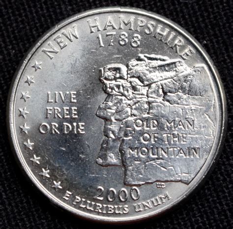 2000 P Usa State Quarter Dollar New Hampshire 1788 Washington