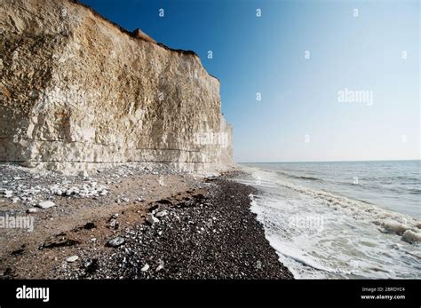 Eroded Vertical Chalk Sea Cliffs At Birling Gap Near Beachy Head