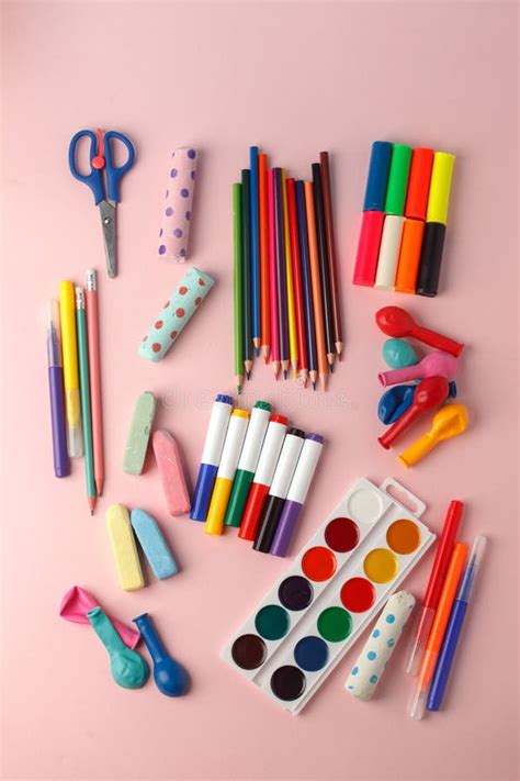 School Toolks And Various Colored Stationery Back To School Concept