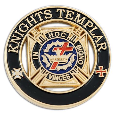 Knights Templar Round Black Masonic Lapel Pin 1 14 Diameter