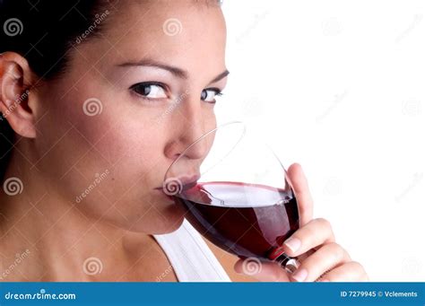 Attractive Young Woman Sipping Wine Stock Image Image Of Booze