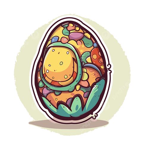 녹색 배경 클립 아트에 화려한 만화 계란 벡터 고립 된 만화 부활절 달걀 스티커 디자인 상표 Png 일러스트 및 벡터 에 대한 무료 다운로드 Pngtree