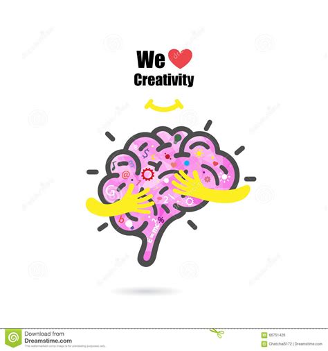 Creative Brain Logo Design Vector Template With Small Hand