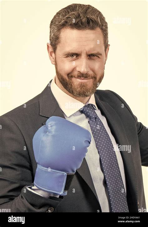 Portrait Of Professional Man With Happy Face Make Yes Gesture In Boxing