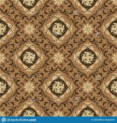 Elegant Flower Pattern Design On Javanese Batik With Modern Mocca Brown