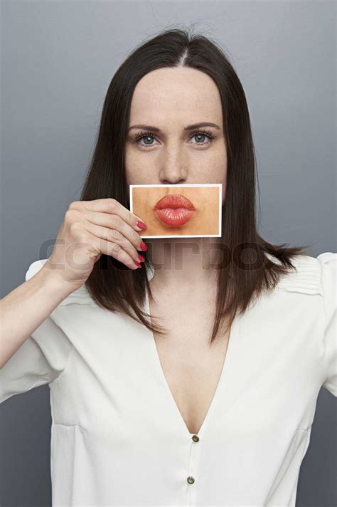Woman Covering With Lips Picture Stock Image Colourbox