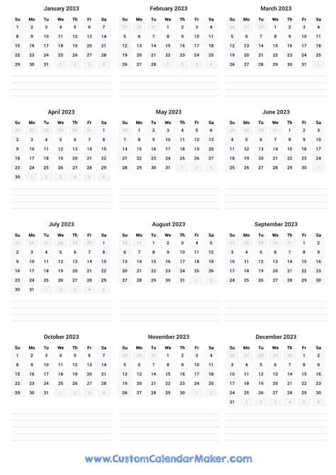 2023 Portrait Calendar 12 Month Vertical Calendar