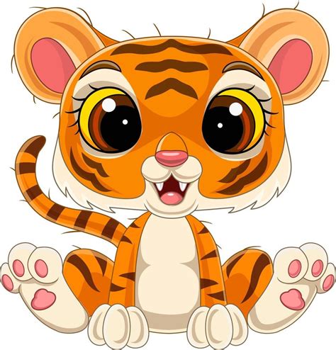 Cartoon Cute Baby Tiger Sitting 5332450 Vector Art At Vecteezy