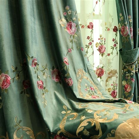 Green Luxury Villa Embroidered Curtains For Living Room High Quality