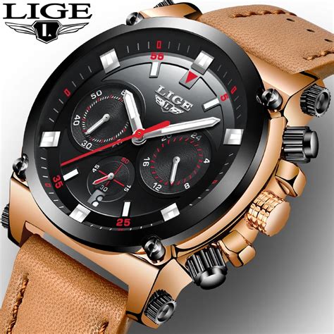 New Design Lige Top Brand Luxury Mens Watches Date Quartz Leather