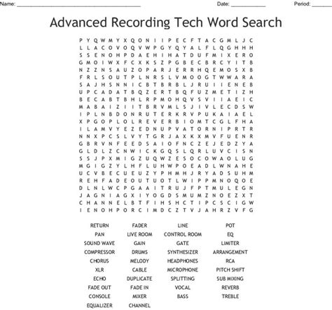 Advanced Recording Tech Word Search Wordmint Word Search Printable