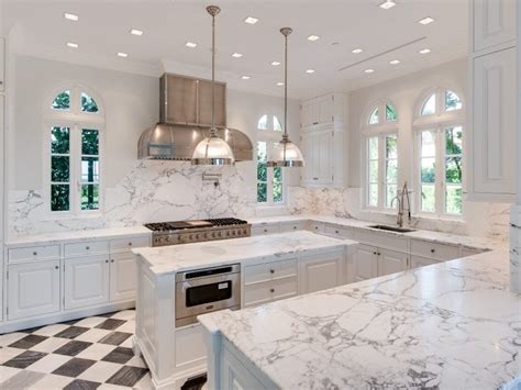 Traditional Kitchen With U Shaped Complex Marble Counters Architect