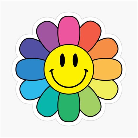 Smiley Flower Sticker For Sale By Vonkhalifa15 Cool Stickers