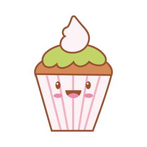 Sweet Cupcake Delicious Kawaii Line And Fill Style 2585444 Vector Art