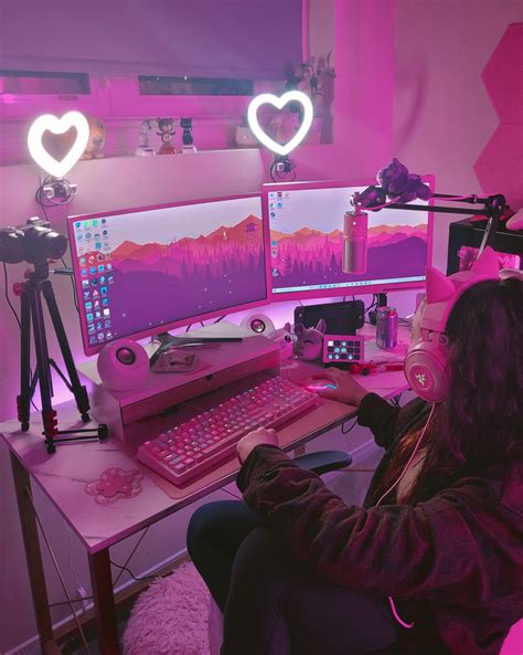 Cozy Pink Gamer Girl Aesthetic Setup