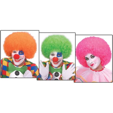 Neon Afro Wig Big Jumbo Clown Costume Accessory