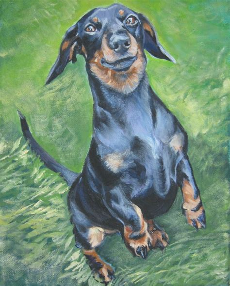 Dachshund Art Print Giclee Canvas Of A Painting By Lashepard