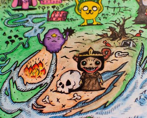 Adventure Time The Land Of Ooo Map Unique Hand Drawn Original Etsy Uk Marceline The Vampire