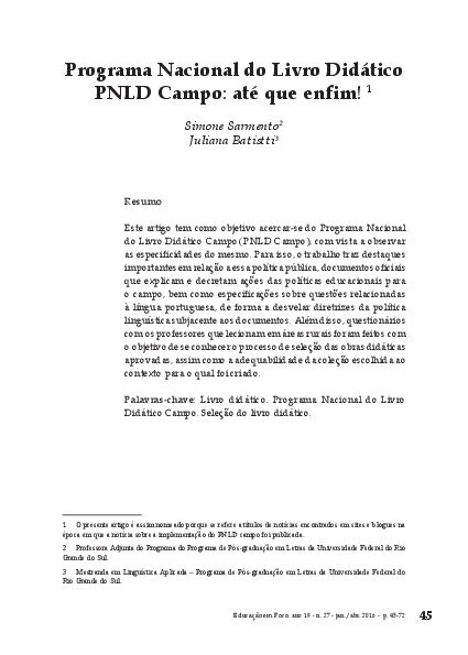 Pdf Programa Nacional Do Livro Didático Pnld Campo Até Que Enfim Simone Sarmento