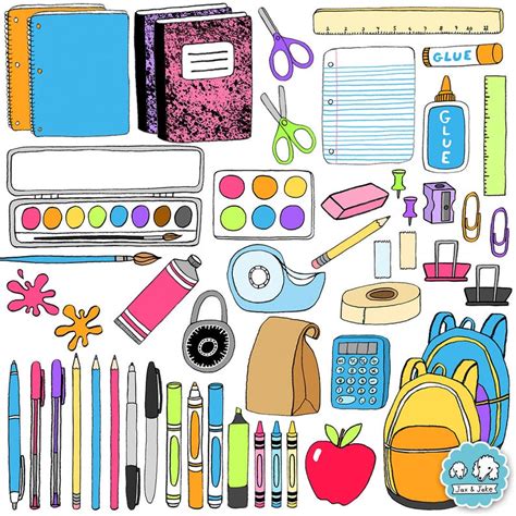 School Supplies Clipart School Supply Clip Art Pencil Etsy Artofit