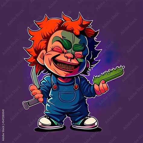 Nug Chucky Smoking Blunt And Holding Knife And Bag Bud Nug Weed Flower Color Mascot Character