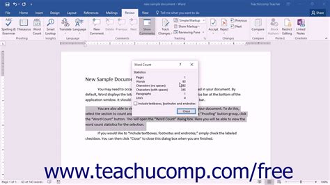 Word 2016 Tutorial Finding The Word Count Microsoft Training Youtube