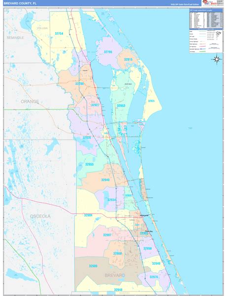 Brevard County Fl Wall Map Color Cast Style By Marketmaps Mapsales
