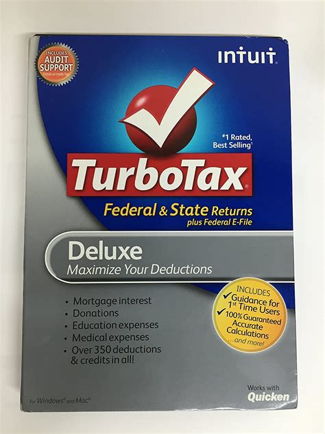 Amazon Com Turbotax Deluxe Federal And E File Plus State For Pc