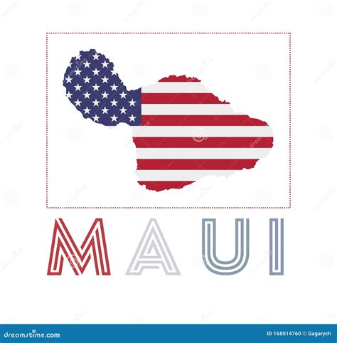 Maui Logo Karte Von Maui Mit Inselnamen Und Flagge Vektor Abbildung Illustration Von