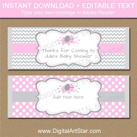 Pink Elephant Candy Bar Wrappers Pink And Grey Elephant Baby Etsy