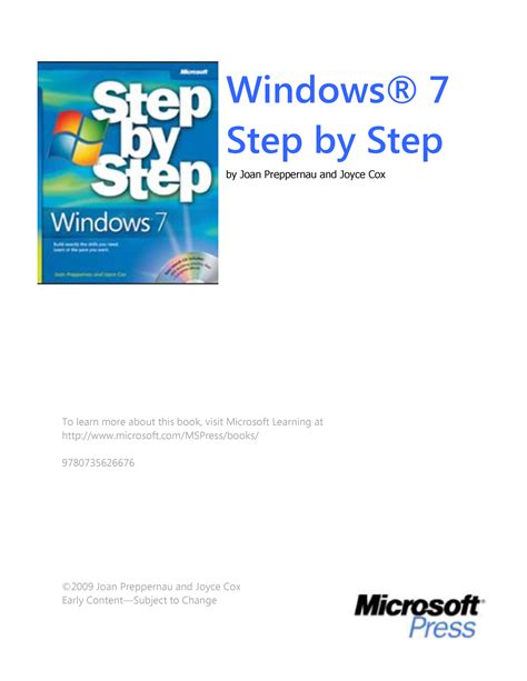 Win7 Sbs Earlycontent Ch1 Windows® 7 Step By Step By Joan Preppernau