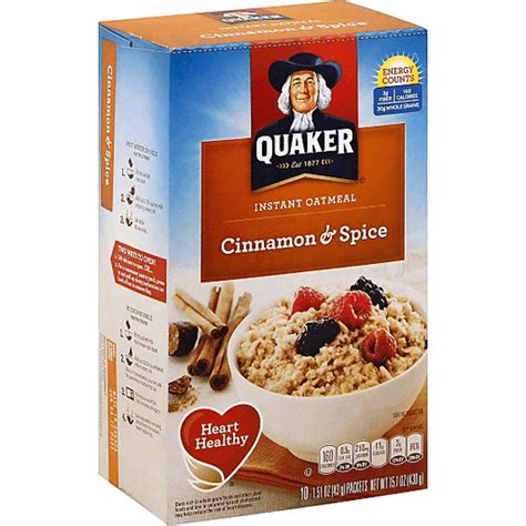 Quaker Instant Oatmeal Cinnamon And Spice 10 Ct Oatmeal And Hot Cereal