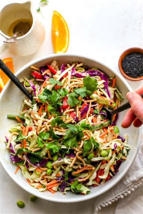20 Minute Chopped Asian Salad With Orange Sesame Miso Dressing
