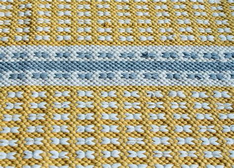 Order today for free mainland uk delivery. Yellow and white striped small rug, yellow and gray cotton ...