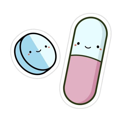 Cute And Kawaii Happy Pills Sticker By Happinessinatee Pharmacy Art