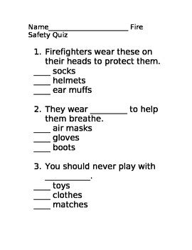 Printable Fire Safety Quiz