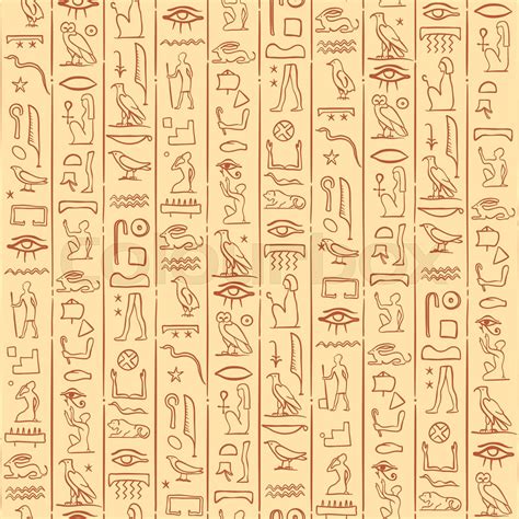 Ancient Egypt Vintage Seamless Pattern With Egyptian Hieroglyph