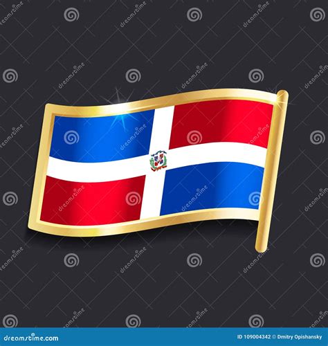 Flagga Av Dominikanska Republiken I Form Av Emblem Vektor Illustrationer Illustration Av Tomt