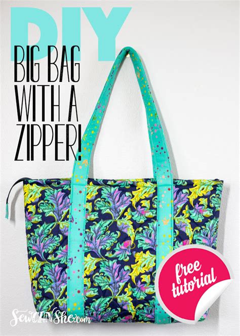 The Sew Easy Big Tote Bag With A Zipper — Sewcanshe Free Sewing